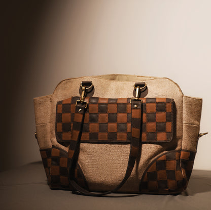 Heritage Jute & Leather Patchwork Tote