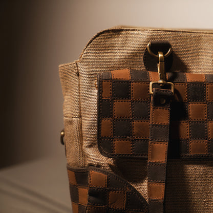 Heritage Jute & Leather Patchwork Tote